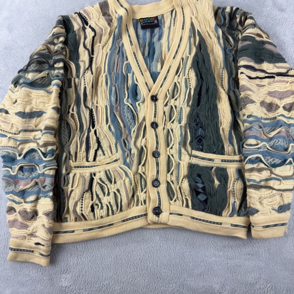 COOGI Australia Wool Knit Cardigan Cream Blue Women's M - Picture 3 of 13